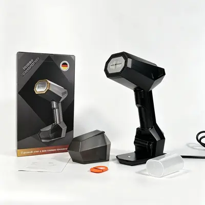 Adhesive steam iron, dry-wet use, portable, household type