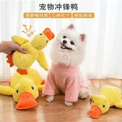 Sarı Ördek Peluş Kedi ve Köpek Çiğneme Oyuncağı, Sesli - 3