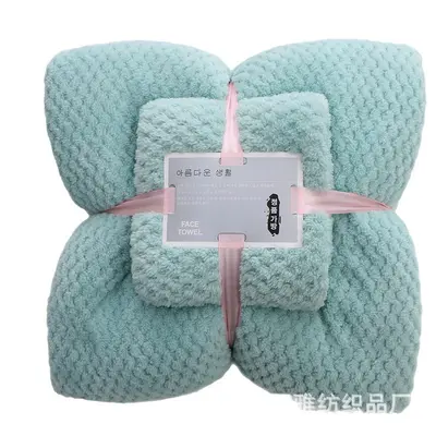 Toptan ananas ızgara mercan kadife havlu banyo havlusu seti anne havlusu kalınlaşmış emici yumuşak çabuk kuruyan havlu banyo havlusu özelleştirilebilir