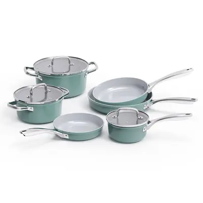 Ceramic Non-Stick Cookware Set, PFAS-Free, Die-Cast Aluminium - 12