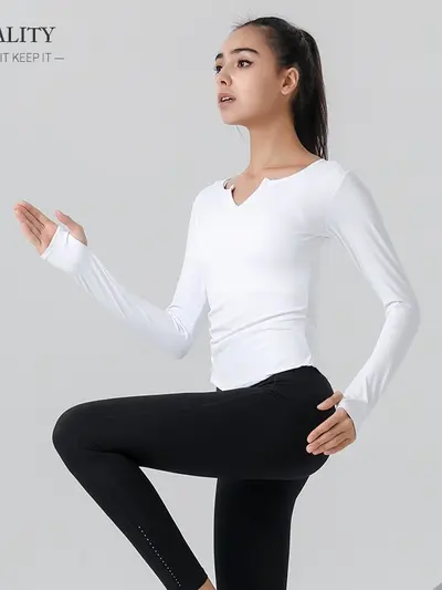 Damen Langarm-Pilates- und Yoga-Trainingsbekleidung, figurbetont