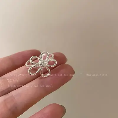 Openwork flower ring, vintage French style - 7