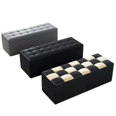 Home Shoe Changing Stool with Storage, Rectangular Entryway Bench