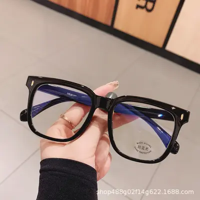 Blue Light Blocking Myopia Glasses for Women, Oversized Black Frame