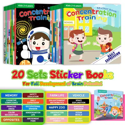 20-Volume Sticker Book Set for Focus and Early Childhood Learning - 2
