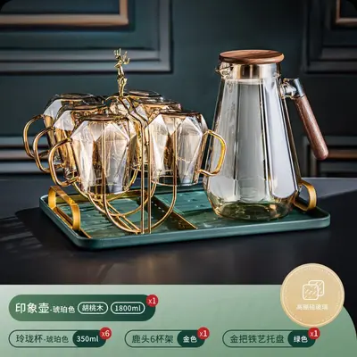 Hitzebeständiges Glas-Wasserkanneset, 5-teilig mit Teekanne - 13