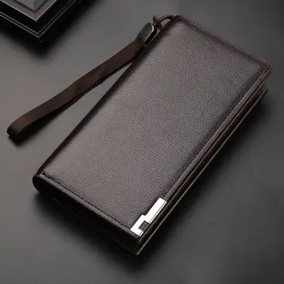 Men's long zip wallet with anti-theft protection and multi-card slots - 7