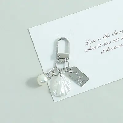 Simulated Pearl Shell Tassel Keychain, Earphone Case Accessory - 12