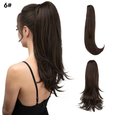 Women's Short Hair Ponytail Wig, High Ponytail, Natural Fluffy Curly, Clip-In - 11