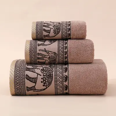 Pure cotton towel set with elephant jacquard pattern - 10