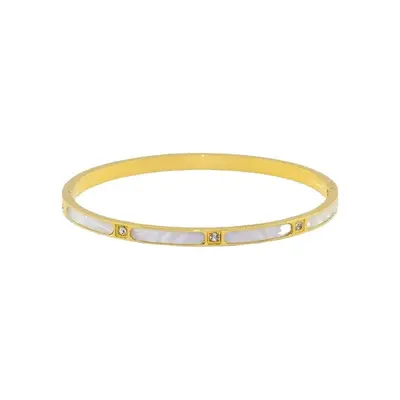 Perlmutt-Bambus-Armband, Titan-Stahl - 6