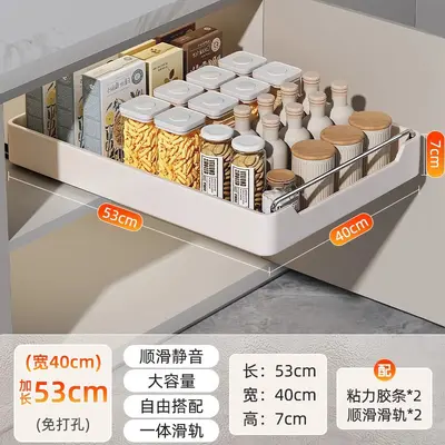 Kitchen under-sink tiered pull-out storage basket - 11