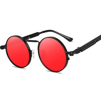 Retro Round Sunglasses, UV Protection, Spring Hinge - 5