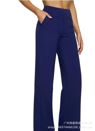 Damenhose, hohe Taille, gerade Passform, mit Taschen, Strick - 13