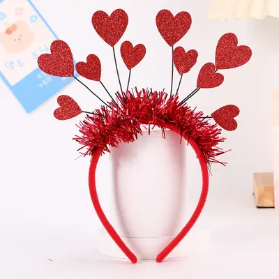 Valentinstag-Glitzer-Pfirsich-Herz-Haarklammer mit Brillen-Set - 10