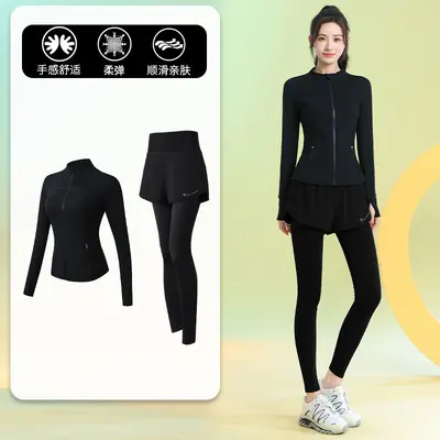 高颜值瑜伽服秋冬上衣女时尚绝美专业跑步训练健身服运动休闲外穿 - 9
