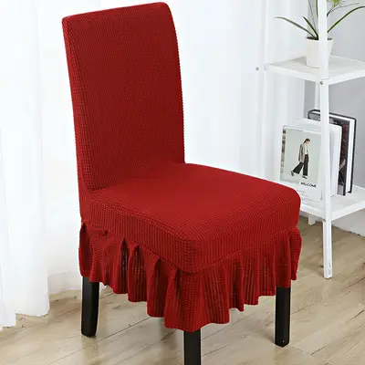 Thickened Corn Fleece Chair Slipcover Universal Elastic Full Cover Dining Chair Cover Hotel Home Ruffle Skirt Chair Cover Wholesale - 11