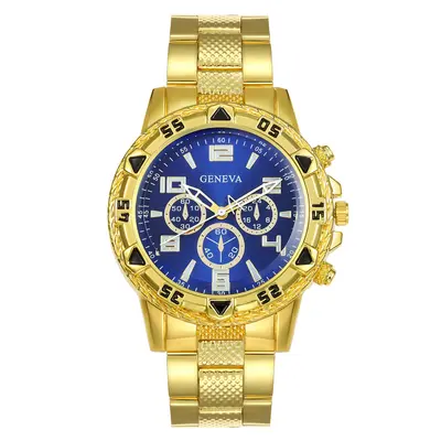 Men's quartz watch steel strap large dial