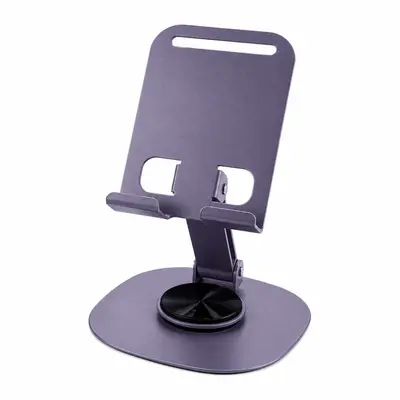 Custom logo mobile phone stand, corporate gift, desktop metal stand, rotatable and foldable, aluminum alloy for tablet live streaming.