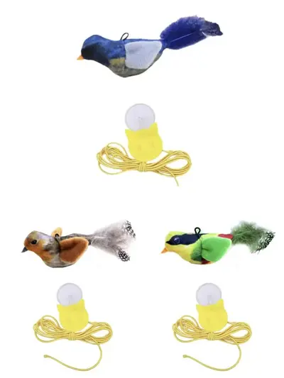Simüle edilmiş ses çıkaran kuş ısırmasına dayanıklı kedi oyuncağı kedi nanesi havlayan kuş can sıkıntısını gidermek için kendini zevk eden asılı tüy kedi çubuğu - 13