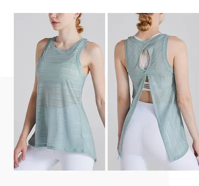 Damen Yoga-Weste, schnell trocknend, ärmellos, offener Rücken - 8