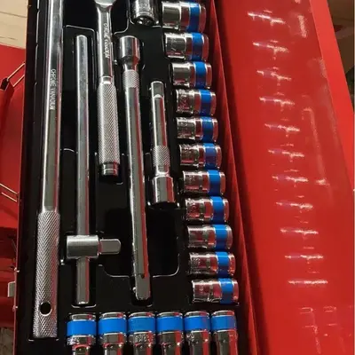 24-Piece Bow-Shaped F-Handle Socket Set with Metal Box, Auto Repair Tool Kit
