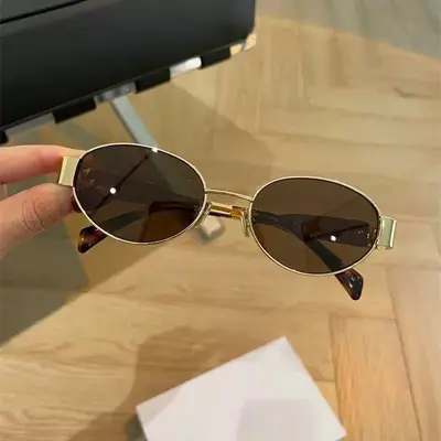 Çok Çeşitli Sınır Ötesi Yeni Model Arc de Triomphe Güneş Gözlüğü Oval Metal Çerçeve Kadın Moda Sokak Fotoğrafçılığı Güneşlik Gözlük 8822 - 8
