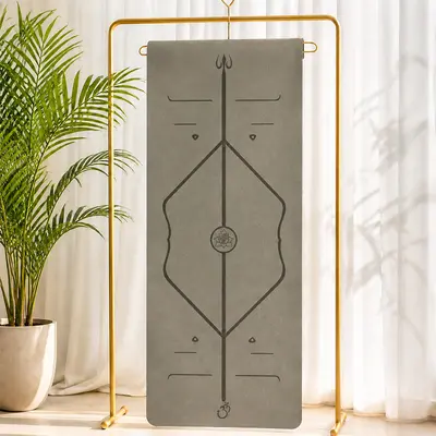 Kokos Lifli Yoga Matı PU 80cm Kaymaz Pozisyon Çizgili - 7