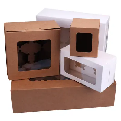 Cake Box, Muffin Box, Paper Pastry Packaging Box, 1/2/4/6/12 Pieces - 6