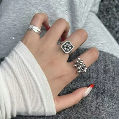 925 gümüş yüzük, Kore tarzı, açık model, ayarlanabilir - 5