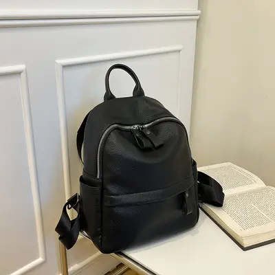 Women's Soft Leather Backpack, Large Capacity Travel Rucksack for Students - 7