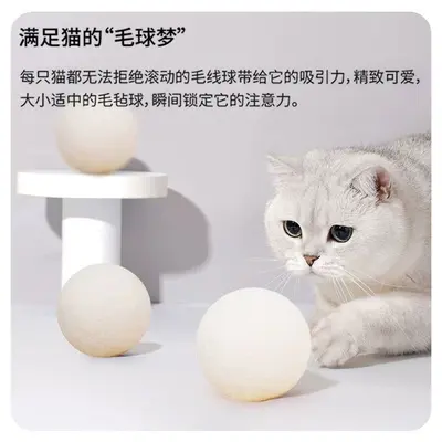 Cat Toy Ball, Wool, Interactive Self-Play - 4