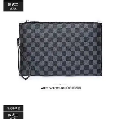 Men's Hand Bag, Checkerboard Diagonal Pattern, Multifunctional Clutch - 6