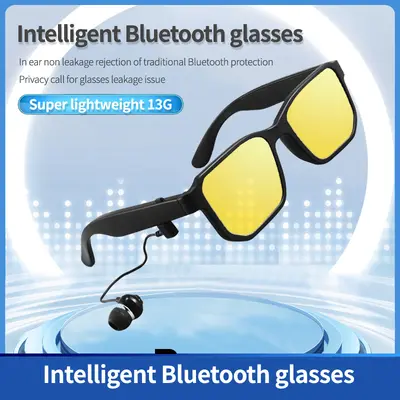 Smart Bluetooth glasses with integrated headphones and voice reading