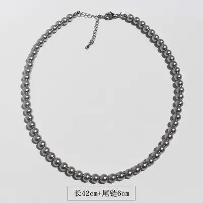 Silver-Grey Pearl Necklace, Bracelet and Earring Set - 8