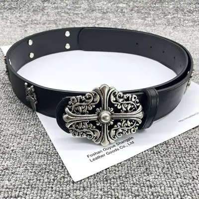 Crowe CH çapraz perçin kemer erkek metal kesilmiş pantolon kemeri kadın kutsal kılıç retro kemer kişiselleştirilmiş denim kemer - 10