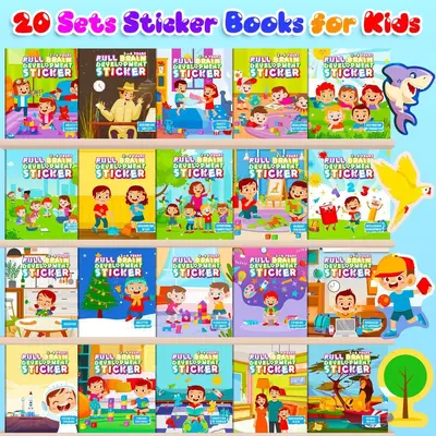 Çocuklar için çıkartma kitabı seti, 20 kitap, erken eğitim - 7