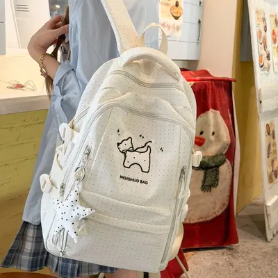 Herbst-Neukollektion Cartoon niedliche hochwertige Nylon großvolumige Rucksack für Schüler der Mittel- und Oberstufe Damen Pendler Doppelschulter-Rucksack - 3