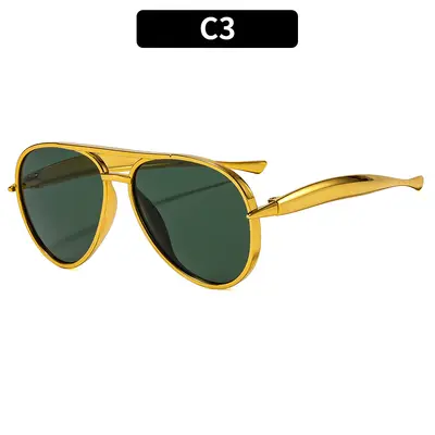 Retro-Sonnenbrille mit Doppelsteg und großem Rahmen - 9