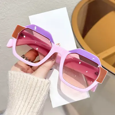 Trendige polygonale Damen-Sonnenbrille im Colorblock-Design - 4