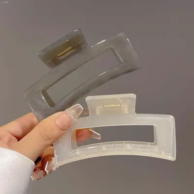 Wholesale factory large transparent square jaw clip summer simple shark clip for back of head with thick hair volume.