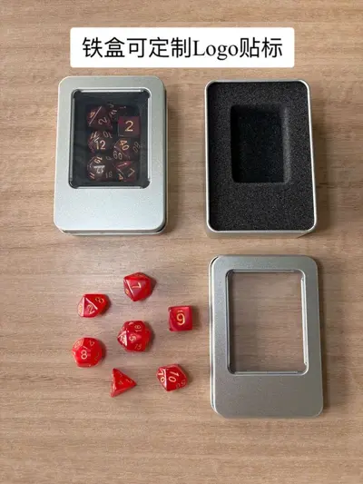DnD polyhedral dice set, marble pattern transparent, 7 pieces