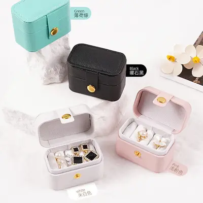 Grenzüberschreitende Schmuckaufbewahrungsbox Mini-Reisekoffer tragbare Aufbewahrungsbox für Ohrringe Halskette Ring Ohrring PU-Schmuckaufbewahrungsbox - 5