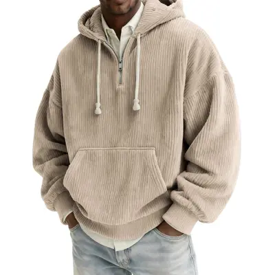 Herren-Hoodie mit Digitaldruck und halbem Reißverschluss, Herbst 2026