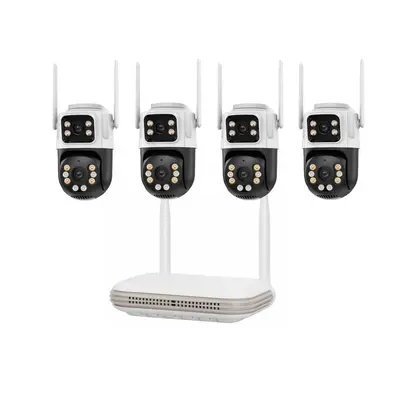 CCTV监控系统wifi带屏双目球机监控摄像头套装摄像头小体积录像机