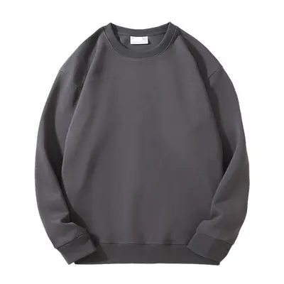 320G Heavy Chinese Cotton Thickened Pure Color Sweater Men's Autumn and Winter Plus Size Low Shoulder Fashion Brand Loose Crew Neck Sweater