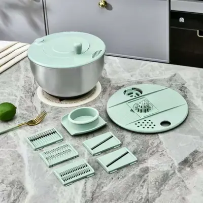Factory direct sale multifunctional vegetable cutter, manual rotary drain basket, fruit and vegetable dryer, vegetable salad dryer - 11