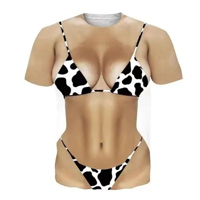 Custom Printed Unisex T-Shirt with Bikini Strap Pattern - 7