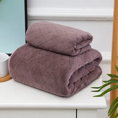Mercan kadife havlu seti, çiçekli desen, yumuşak ve emici - 8