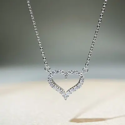 S925 Silber Herz-Diamant-Halskette - 1